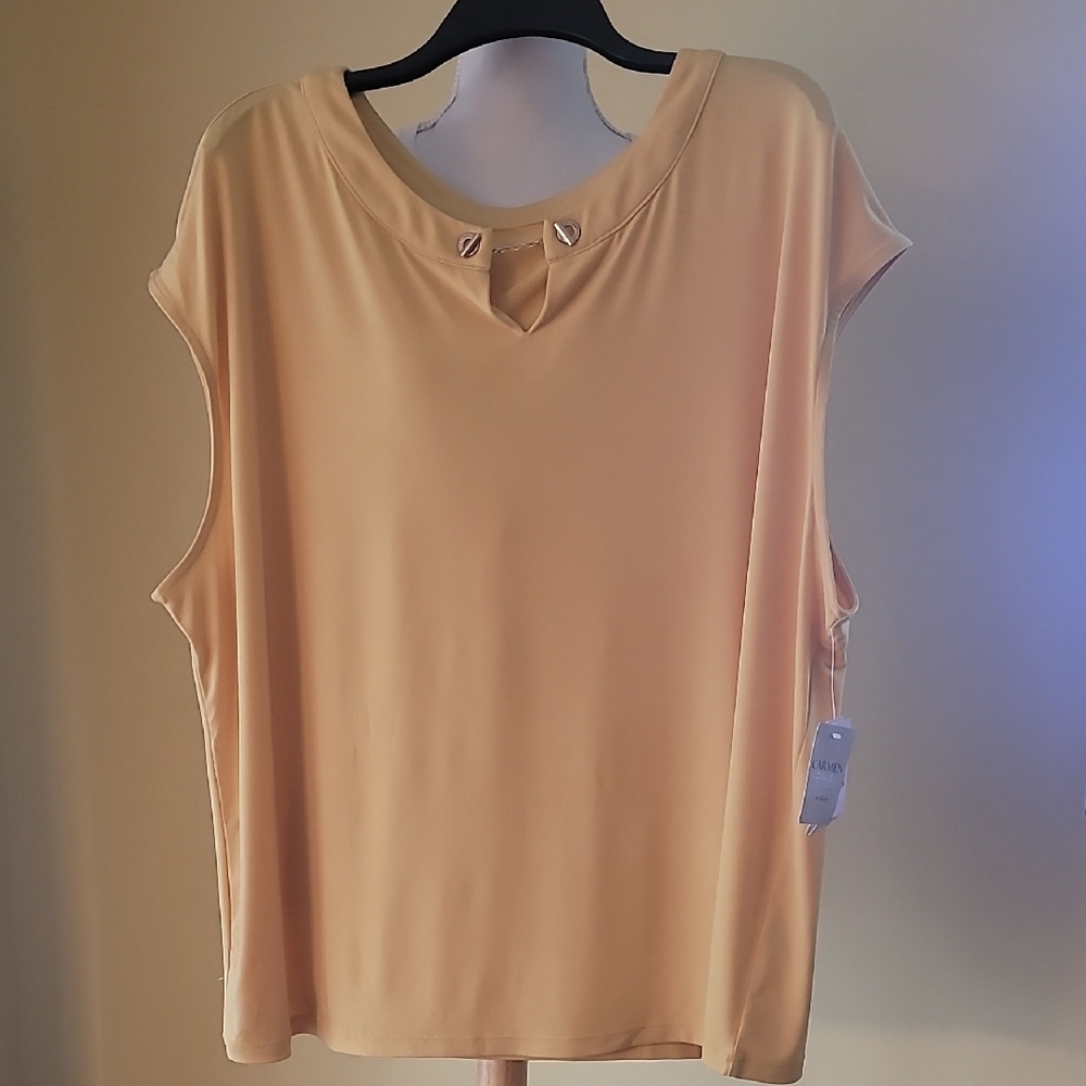 Carmen Marc Valvo Elegant Women's Top in Yellow Size 3X